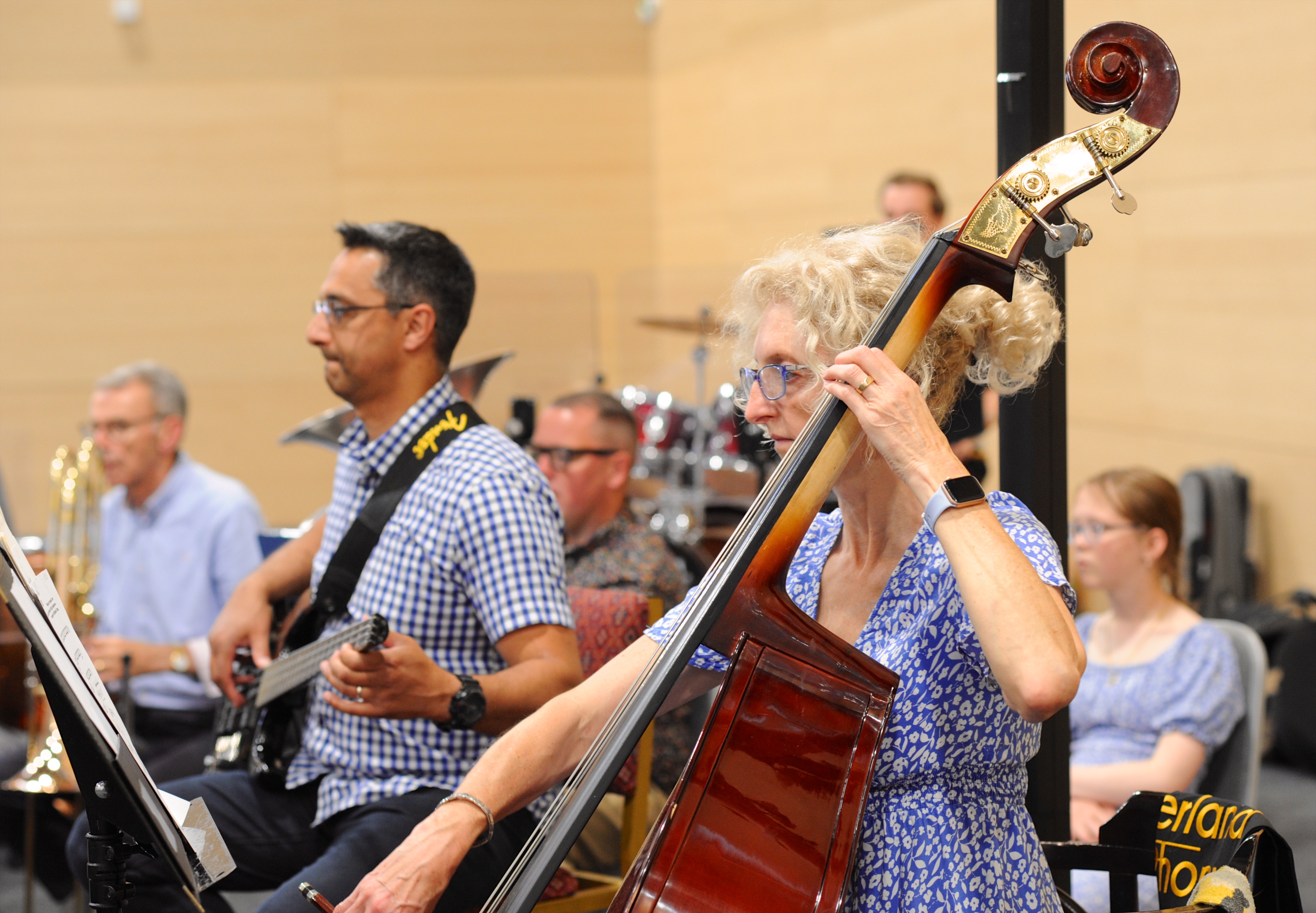 Double bass player performing with Sunderland Symphony Orchestra